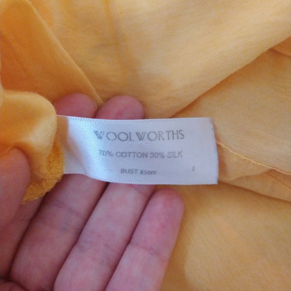 Twist Silk and Cotton Yellow Ruffle Sleeveless Blouse Size 8 - Picture 4 of 5